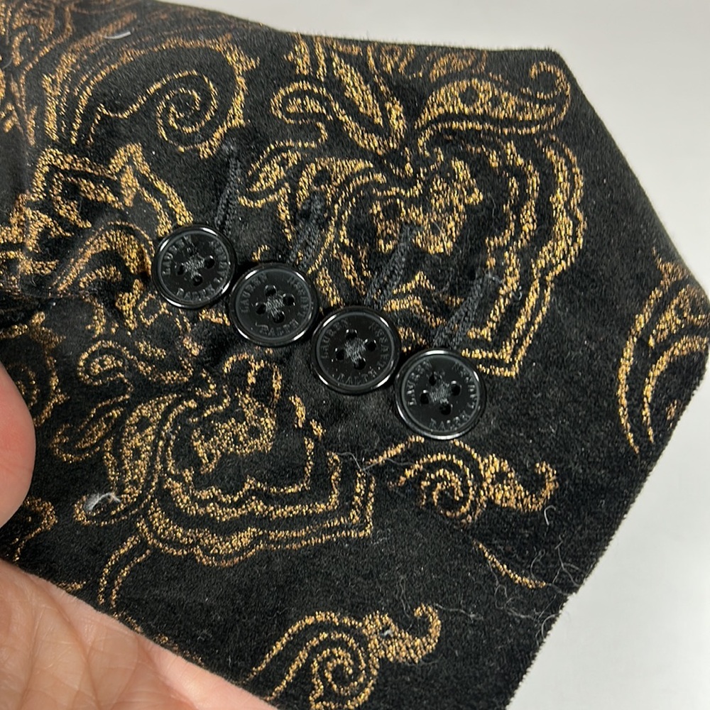 Lauren Ralph Lauren Black Velvet Gold Brocade Blazer - Picture 12 of 12